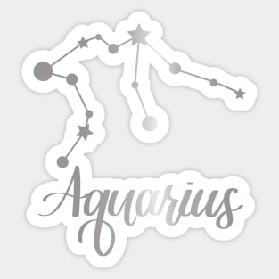 Aquarius Zodiac Constellation in Silver Sticker